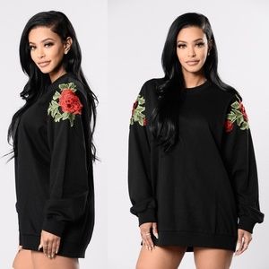Embroidered Rose Sweatshirt